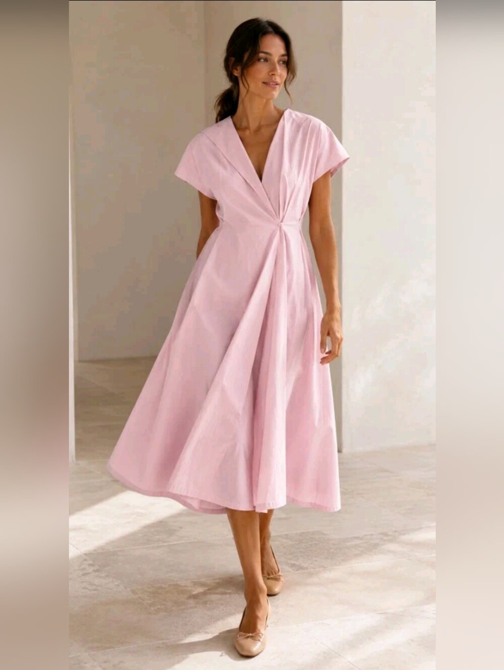 ZARA ZW COLLECTION PLEATED POPLIN DRESS